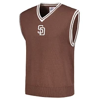 Pull sans manches à encolure en V pour homme San Diego Padres marron