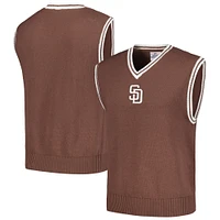 Pull sans manches à encolure en V pour homme San Diego Padres marron