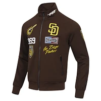 Veste de survêtement entièrement zippée Pro Standard marron San Diego Padres Fast Lane pour hommes