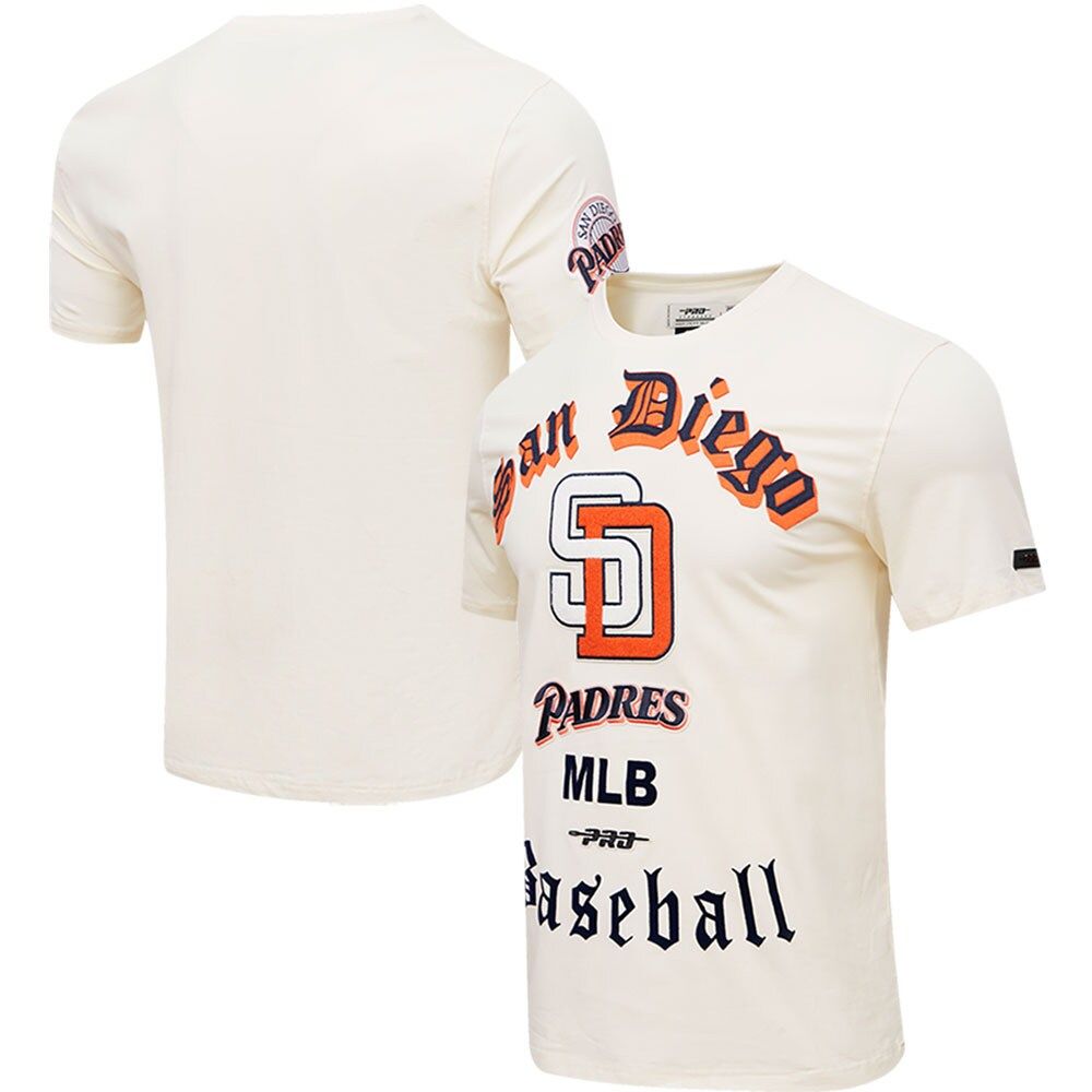 Men's Pro Standard Cream San Diego Padres Cooperstown Collection Old English T-Shirt