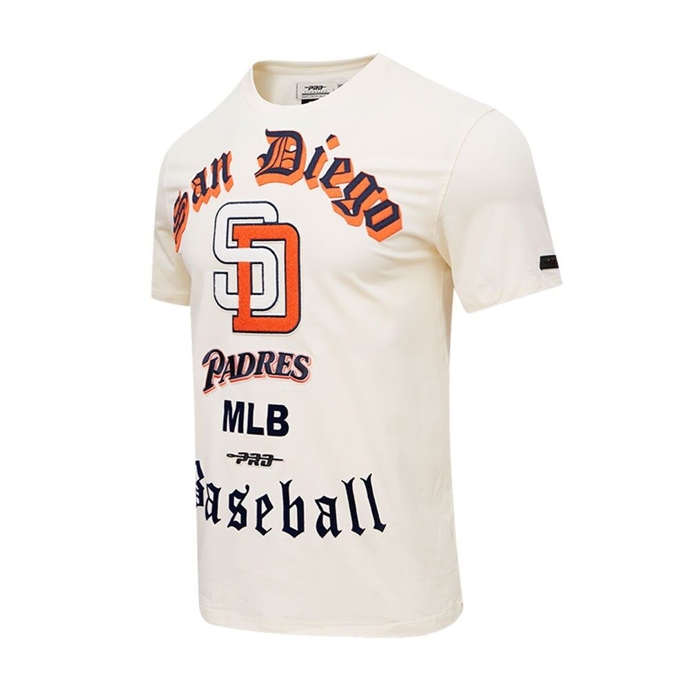 Men's Pro Standard Cream San Diego Padres Cooperstown Collection Old English T-Shirt