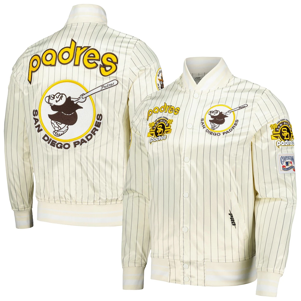 Veste Pro Standard pour hommes San Diego Padres Cooperstown Collection Pinstripe Retro Classic Satin Full-Snap