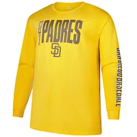 Men's Profile Gold San Diego Padres Big & Tall Two-Hit Long Sleeve T-Shirt