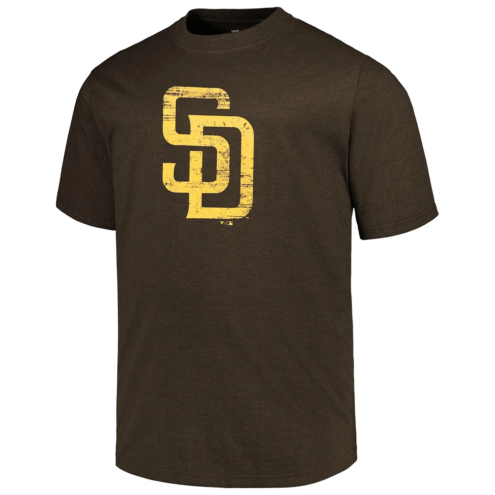 Men's Profile Heather Brown San Diego Padres Big & Tall Weathered Logo T-Shirt