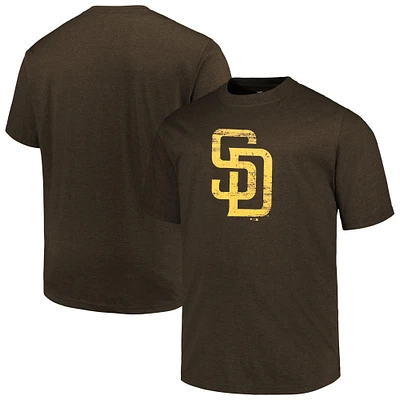 Men's Profile Heather Brown San Diego Padres Big & Tall Weathered Logo T-Shirt