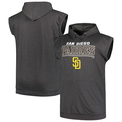 Men's Profile Heather Charcoal San Diego Padres Big & Tall Muscle Sleeveless Pullover Hoodie