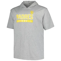 Men's Profile Heather Gray San Diego Padres Short Sleeve Pullover Hoodie