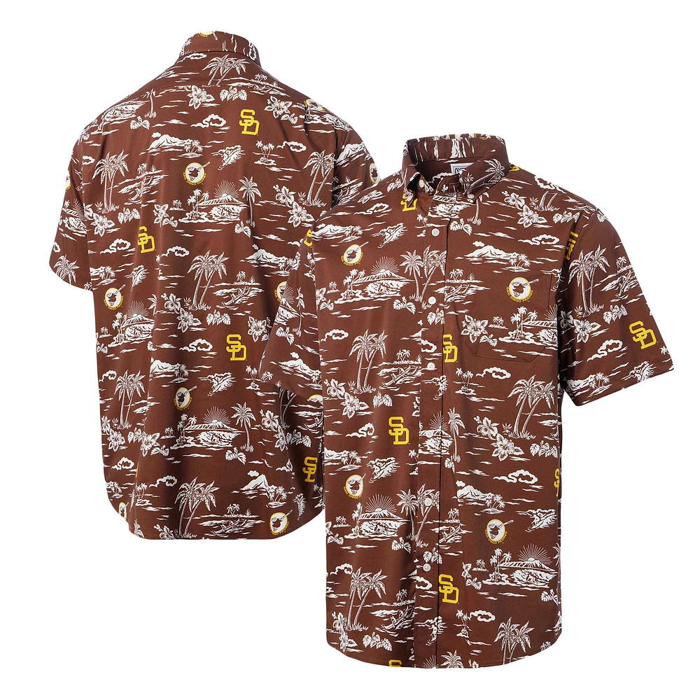 Chemise boutonnée Kekai de la collection Cooperstown San Diego Padres Reyn Spooner marron pour hommes