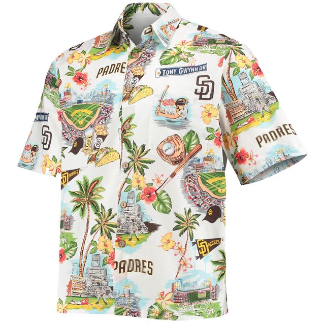 Chemise boutonnée à logo scénique des San Diego Padres Reyn Spooner pour homme, blanche