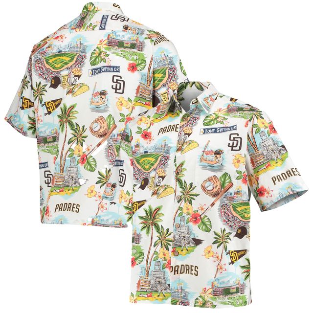 Chemise boutonnée à logo scénique des San Diego Padres Reyn Spooner pour homme, blanche