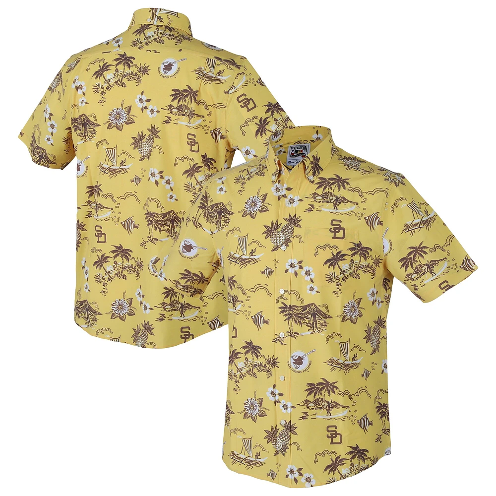 Chemise boutonnée jaune Reyn Spooner pour homme, Padres de San Diego, Kekai