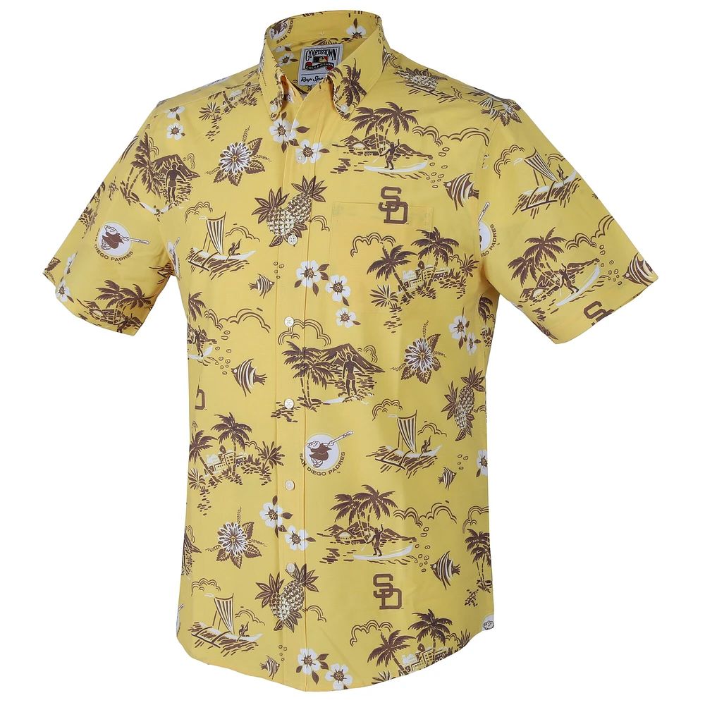 Chemise boutonnée jaune Reyn Spooner pour homme, Padres de San Diego, Kekai