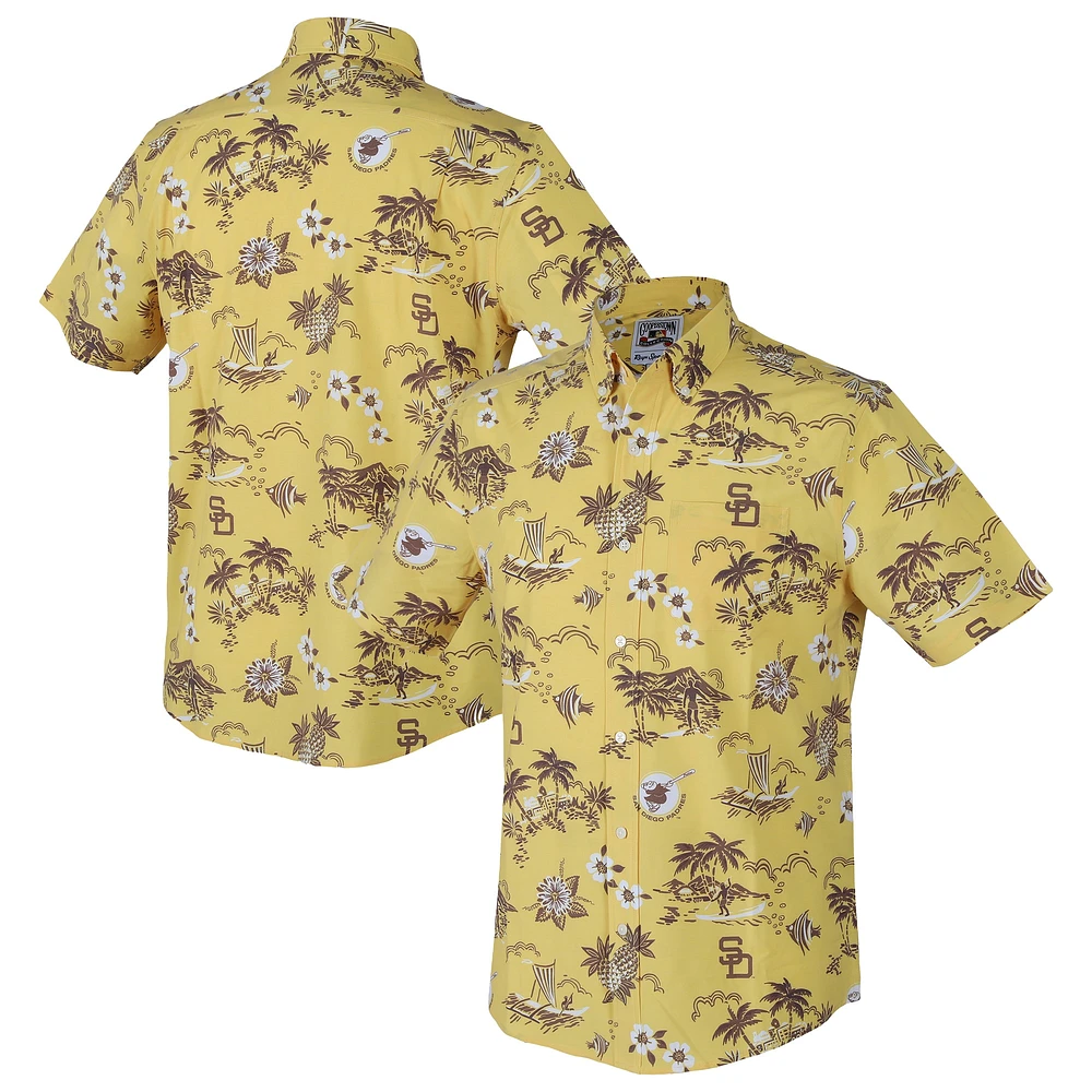 Chemise boutonnée jaune Reyn Spooner pour homme, Padres de San Diego, Kekai