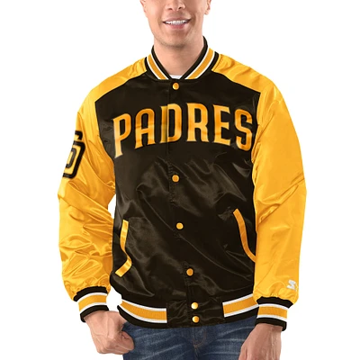 Men's Starter Brown/Gold San Diego Padres Varsity Satin Full-Snap Jacket