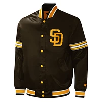 Men's Starter Brown San Diego Padres Midfield Satin Full-Snap Varsity Jacket