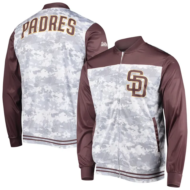 Men's Starter Brown/Gold San Diego Padres Varsity Tri-Color Satin Full-Snap Jacket Size: 4XL