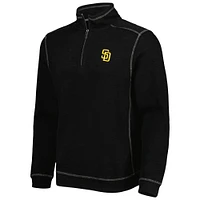 Men's Tommy Bahama Black San Diego Padres Tobago Bay Tri-Blend Quarter-Zip Sweatshirt