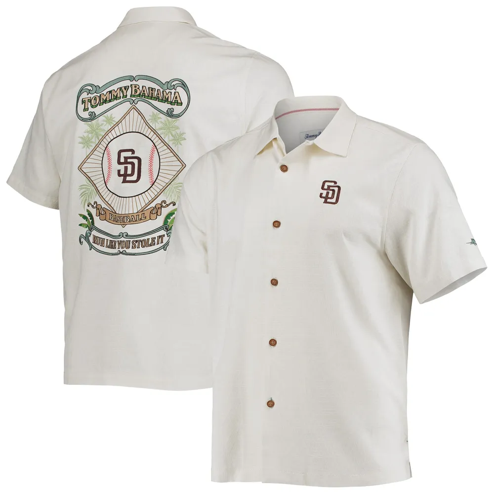Lids San Diego Padres Tommy Bahama Baseball Camp Button-Up Shirt - Cream