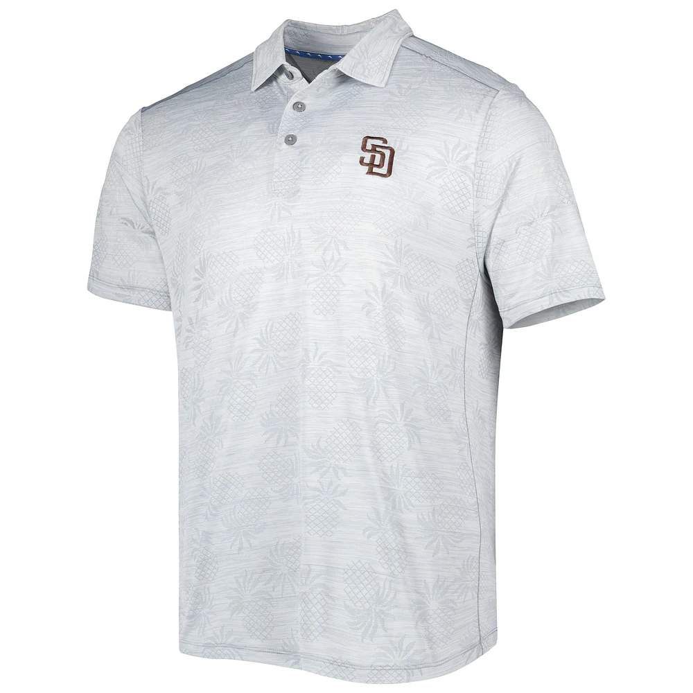 Men's Tommy Bahama Gray San Diego Padres IslandZone Pineapple Palm Coast Polo