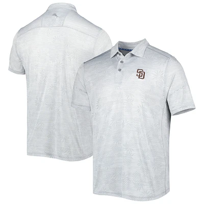 Men's Tommy Bahama Gray San Diego Padres IslandZone Pineapple Palm Coast Polo
