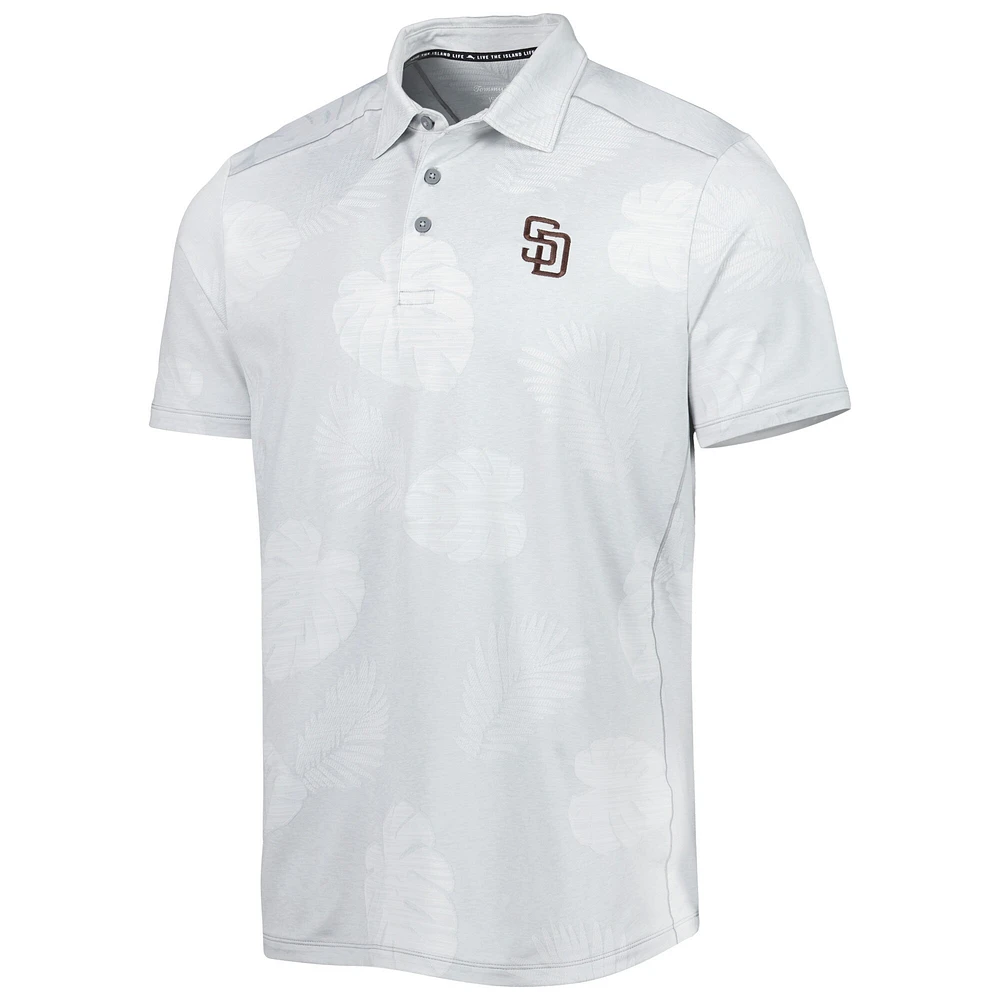 Men's Tommy Bahama Gray San Diego Padres Palm Coast Delray Fond IslandZone Allover Polo