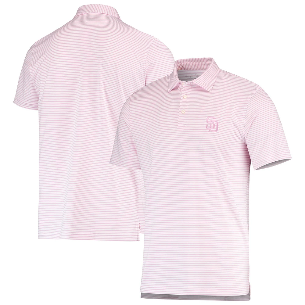 Men's Vineyard Vines Pink/White San Diego Padres Bradley Stripe Polo