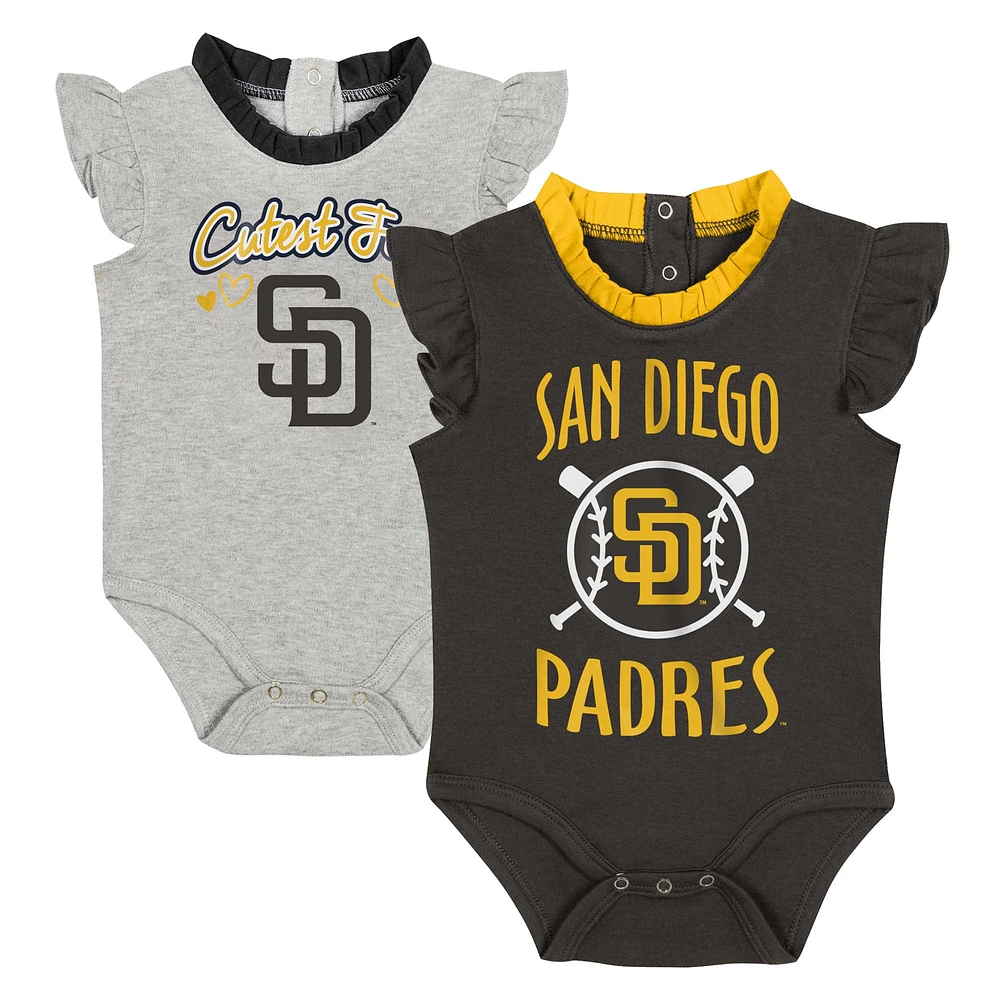 Ensemble de deux bodys fan Fanatics marron/gris pour nouveau-nés et nourrissons des San Diego Padres