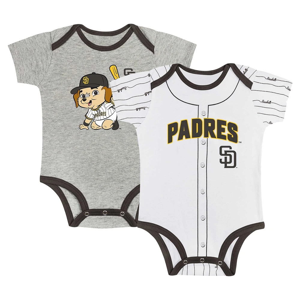 Newborn & Infant Gray/White San Diego Padres Two-Pack Play Ball Bodysuit Set