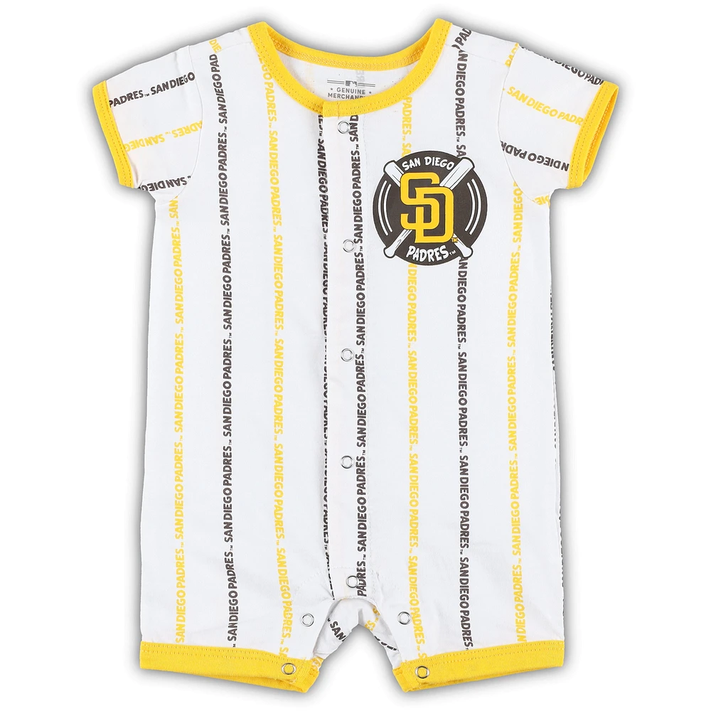 Newborn & Infant White San Diego Padres Ball Hitter Romper