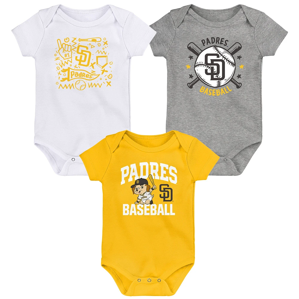 Ensemble de trois bodies pour nouveau-né San Diego Padres Batter Up