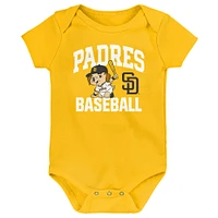 Ensemble de trois bodies pour nouveau-né San Diego Padres Batter Up