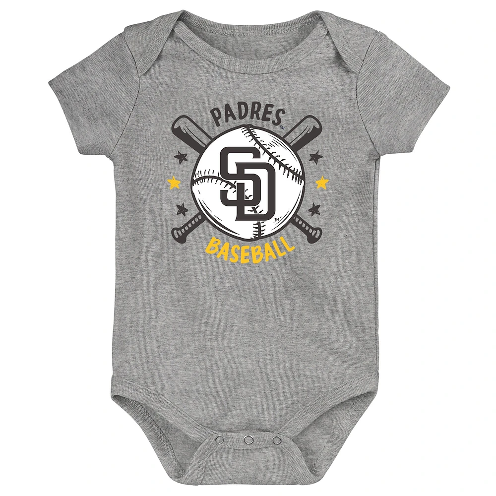 Ensemble de trois bodies pour nouveau-né San Diego Padres Batter Up