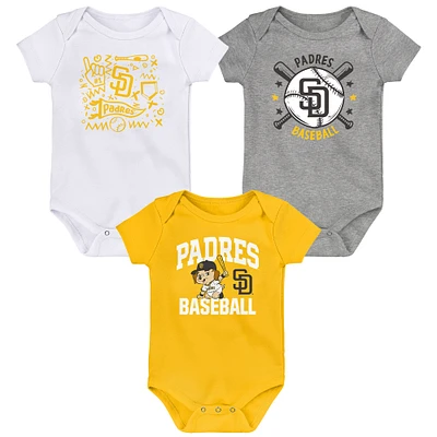 Ensemble de trois bodies pour nouveau-né San Diego Padres Batter Up