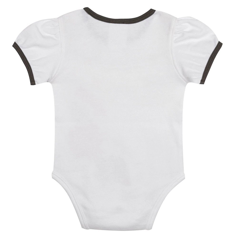 Ensemble 3 pièces pour nouveau-né blanc/marron San Diego Padres Sweet Catcher, body, bandeau et jupe