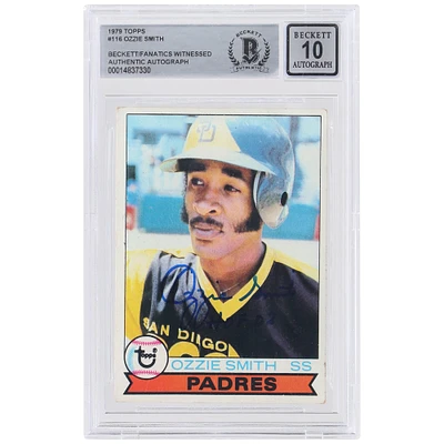 Carte de recrue numéro 116 de Beckett signée Ozzie Smith par les San Diego Padres en 1979 avec l'inscription "HOF 02" et authentifiée par des fanatiques
