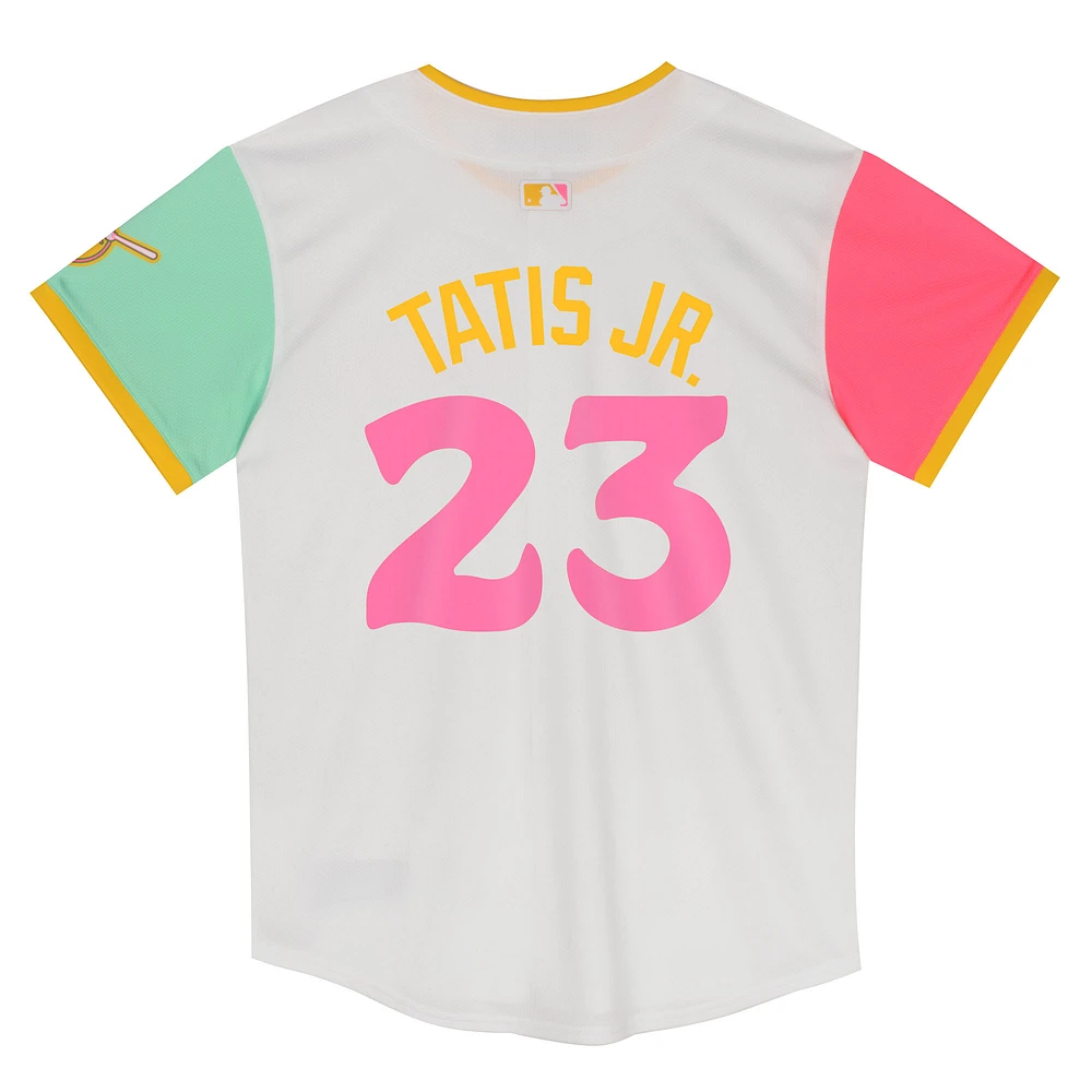 Maillot de joueur Nike Fernando Tatis Jr. blanc des Padres San Diego City Connect Limited pour enfants d'âge préscolaire