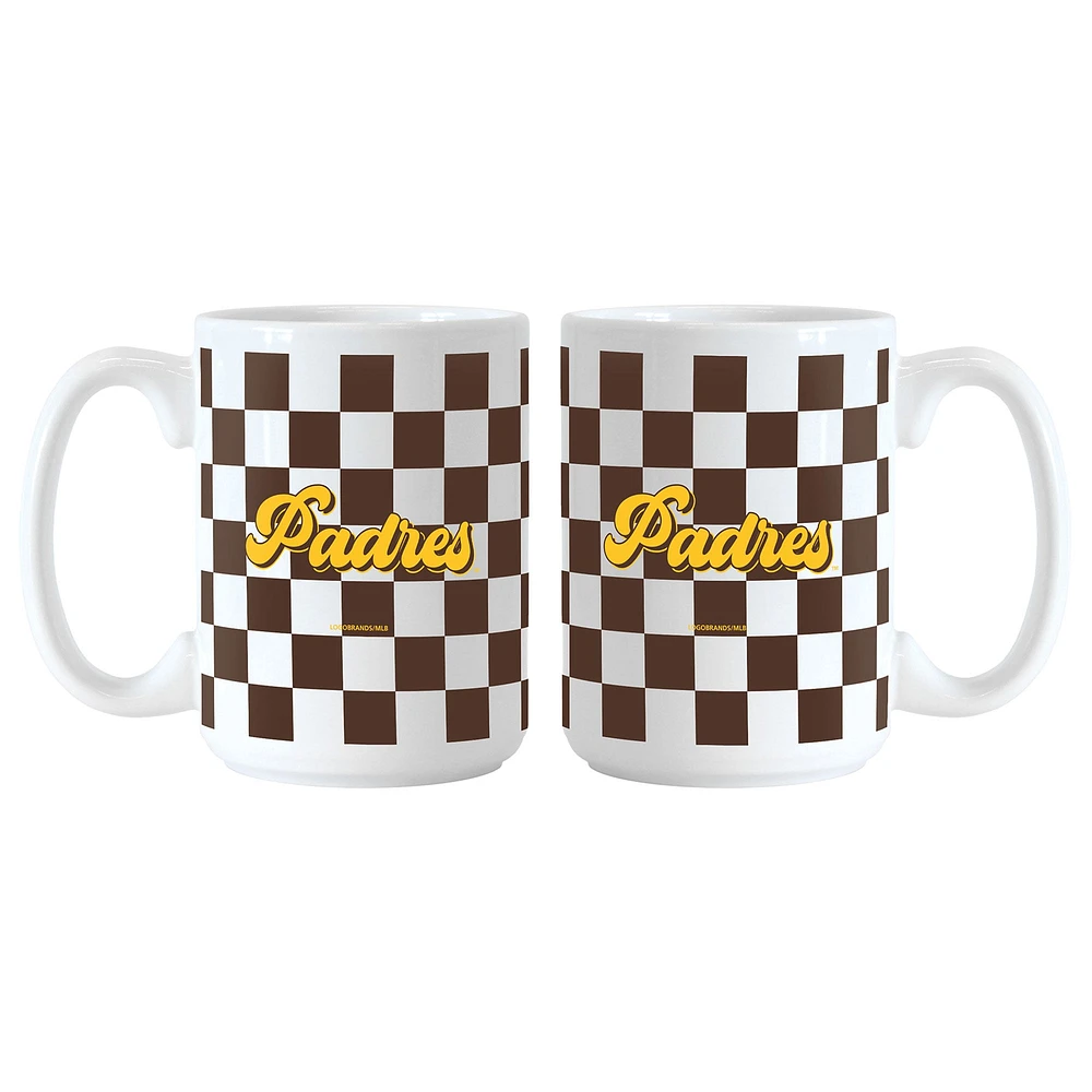 Lot de 2 tasses à motif de damier de 15 oz des Padres de San Diego