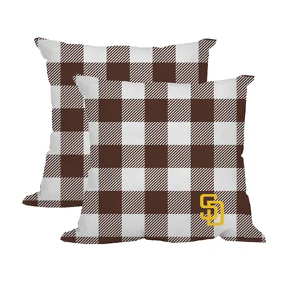 San Diego Padres 2-Pack Buffalo Check Plaid Outdoor Pillow Set