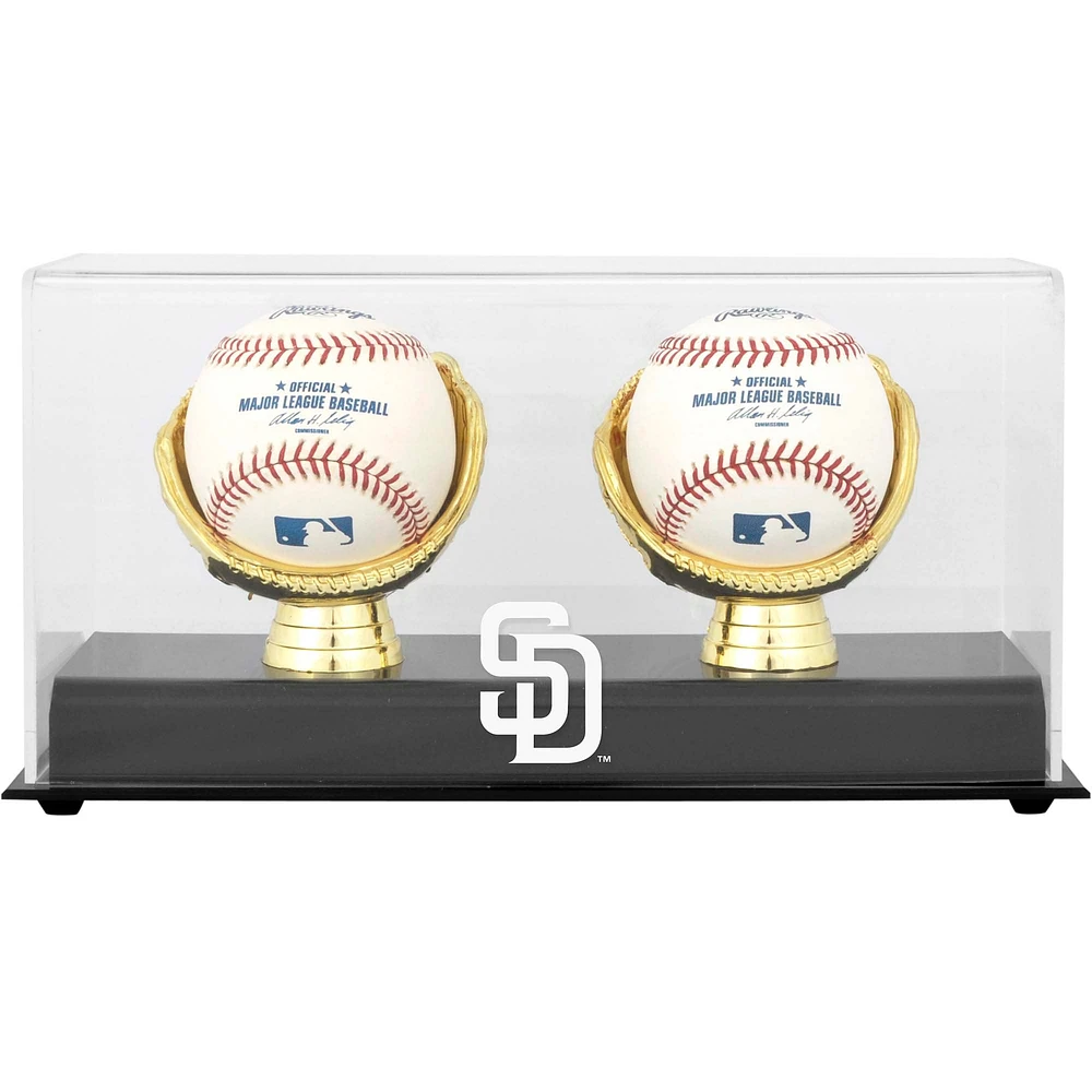 Vitrine de présentation avec double logo de baseball des Padres de San Diego Gold Glove