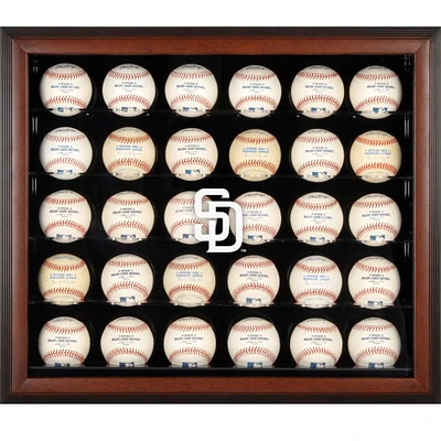 Vitrine de présentation encadrée marron pour 30 boules avec logo des Padres de San Diego