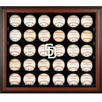 Vitrine de présentation encadrée marron pour 30 boules avec logo des Padres de San Diego