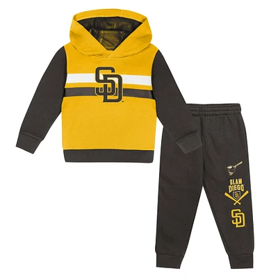 Ensemble sweat à capuche et pantalon de survêtement pour tout-petits doré/marron des Padres San Diego