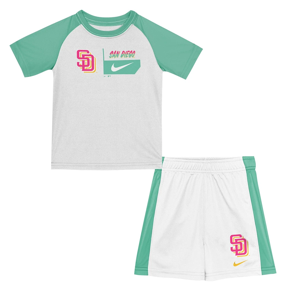 Ensemble t-shirt et short Nike San Diego Padres 2024 City Connect blanc pour tout-petit