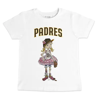 Women's Tiny Turnip White San Diego Padres Peace Love Baseball T