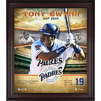 Profil de carrière du Temple de la renommée de Tony Gwynn, Padres de San Diego, encadré 15" x 17"