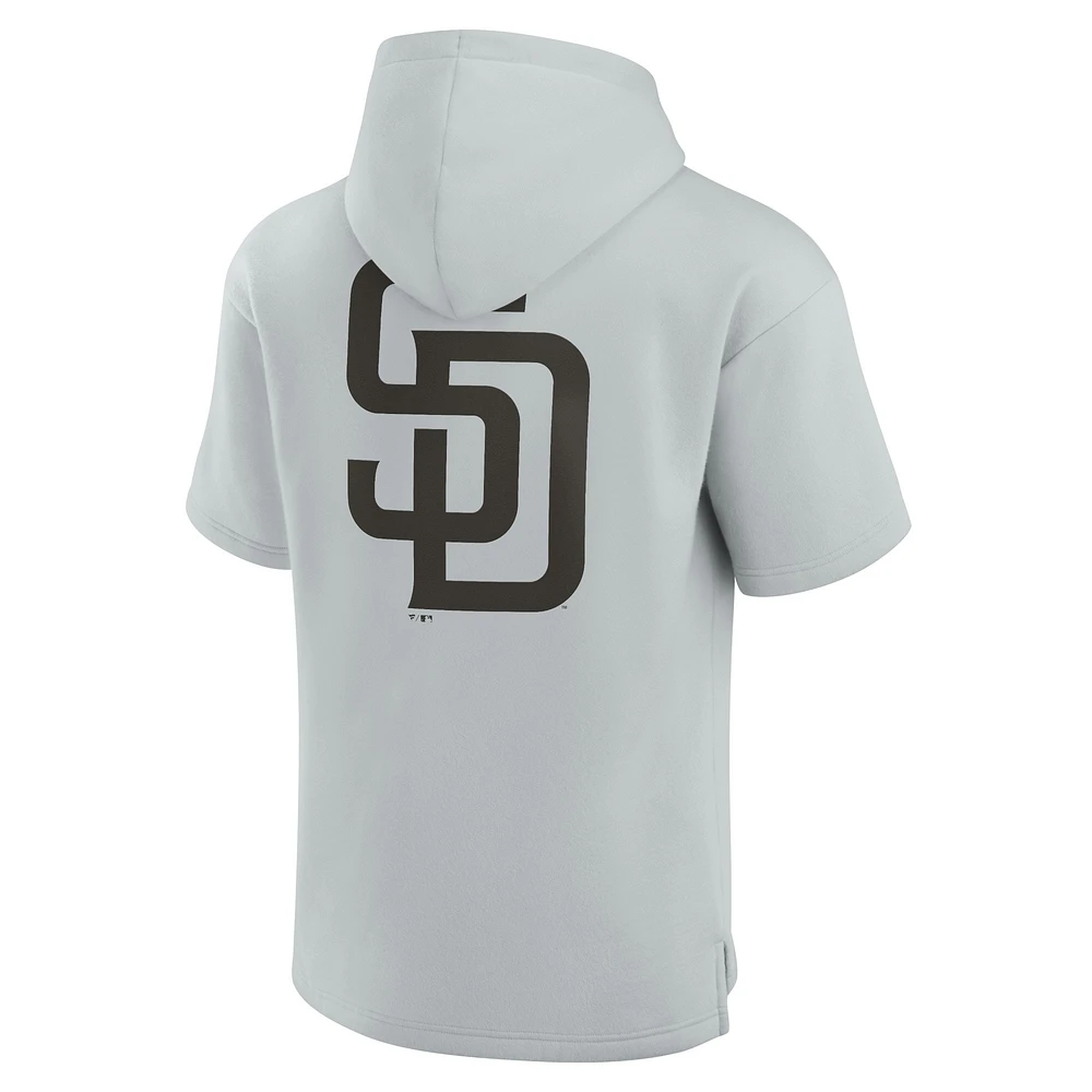 Sweat à capuche unisexe Fanatics gris San Diego Padres Elements en polaire super douce manches courtes