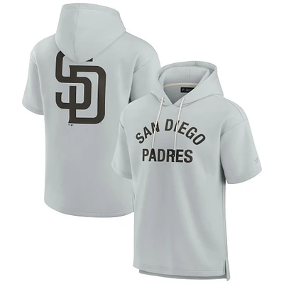 Unisex Fanatics Gray San Diego Padres Elements Super Soft Fleece Short Sleeve Pullover Hoodie