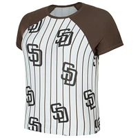 T-shirt raglan à fines rayures Outbound blanc San Diego Padres de Concepts Sport pour femme