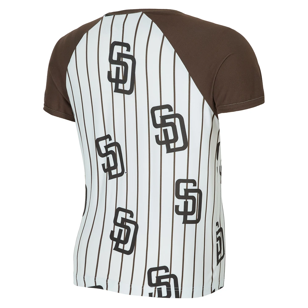 T-shirt raglan à fines rayures Outbound blanc San Diego Padres de Concepts Sport pour femme