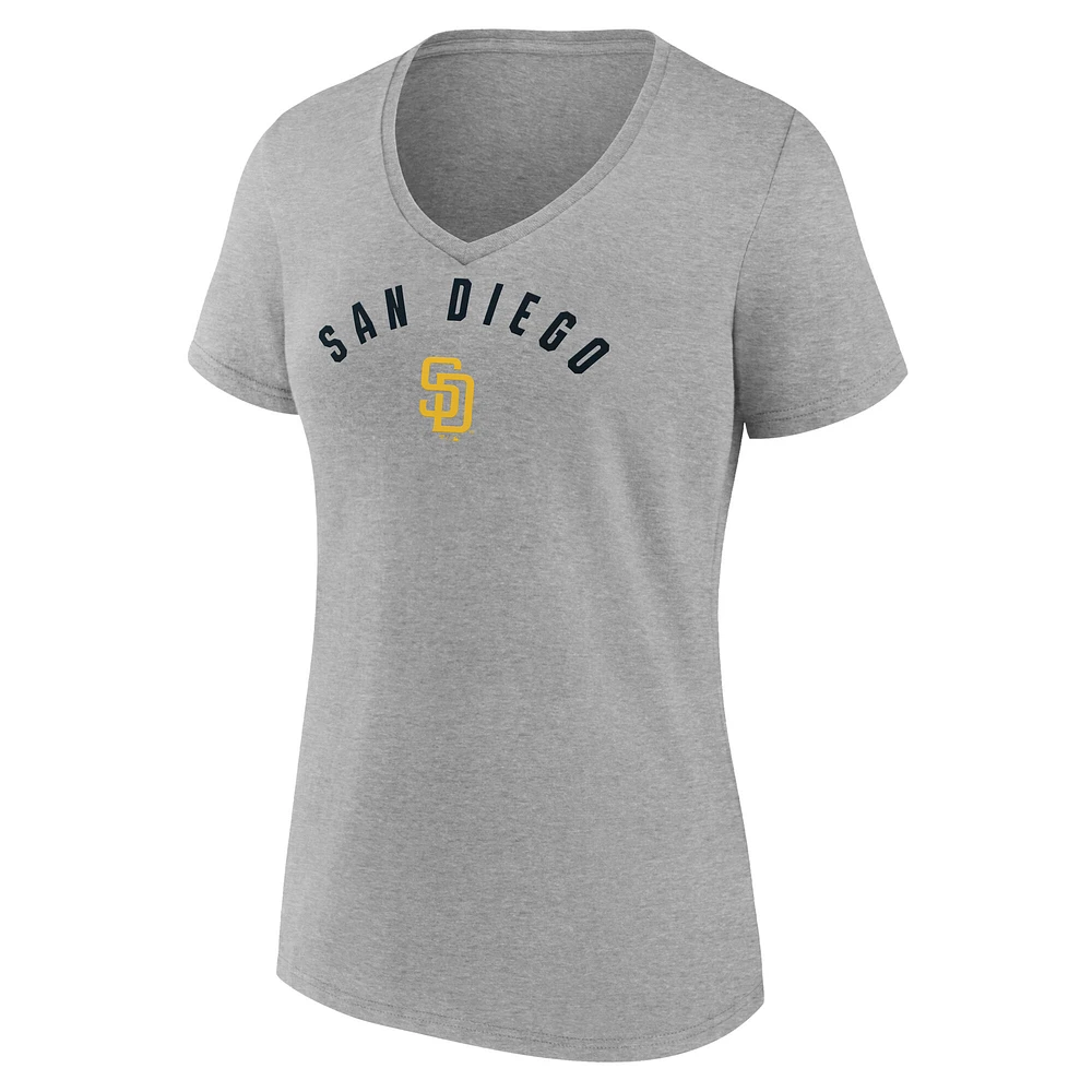 Women's Fanatics  Gray San Diego Padres V-Neck T-Shirt